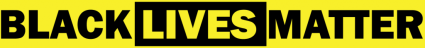 Logo shows the words Black Lives Matter in alternate black lettres on yellow then yellow on black